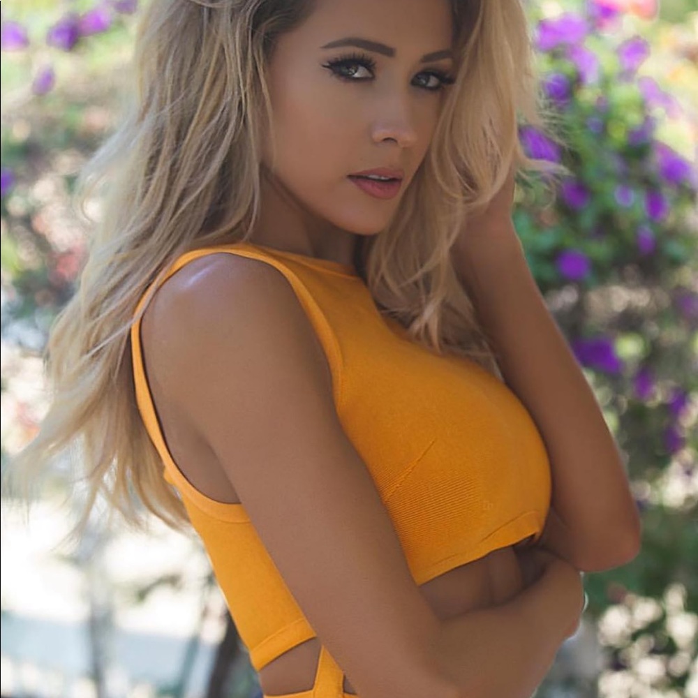 Orange bandage midi dress